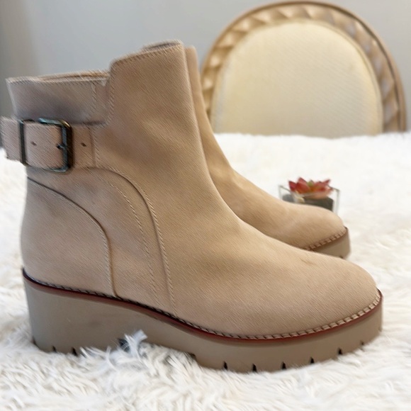 NEW Blondo X Zappos Dahlia Sand Suede waterproof ankle bootie women size 7 - Picture 6 of 10